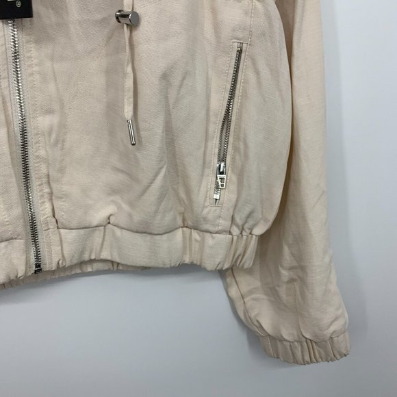 Blank NYC Jacket Beige Love Me Now Lyocell Linen Crop Full Zip - Picture 7 of 13